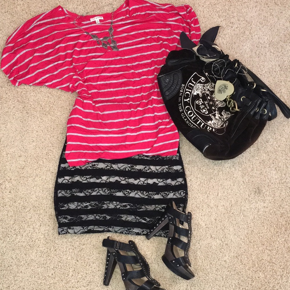Red & Grey Dolman Top Zenana Outfitters SZ S